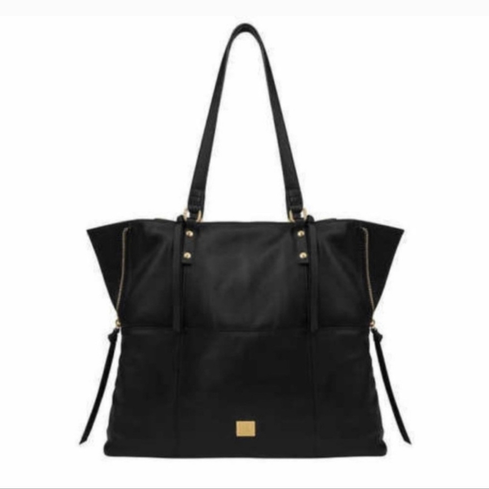 KOOBA EVERETTE Black Leather Satchel with Zip-out Sides